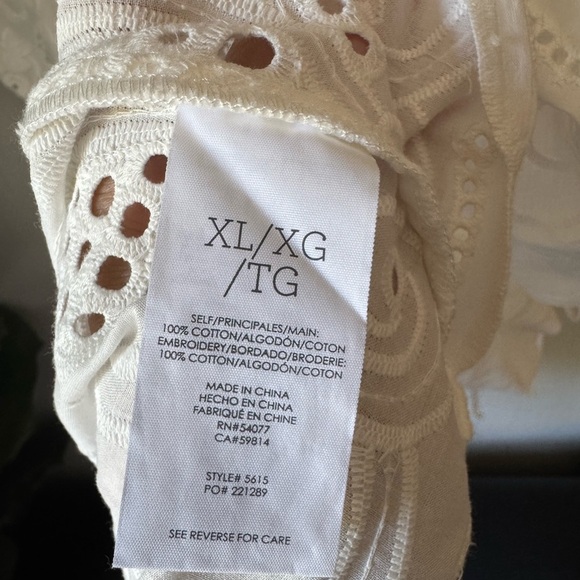 Cabi White Eyelet Embroidered Cotton Cover-Up Dress Size XL #5615 - Picture 9 of 13